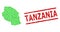 Grunge Tanzania Seal and Green Men and Dollar Mosaic Map of Tanzania