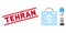 Grunge Tehran Line Stamp and Collage Shopping Bag Icon