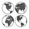 Grunge texture gray world map globe set transparent illustration