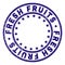 Grunge Textured FRESH FRUITS Round Stamp Seal