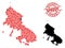 Grunge Textured Speedy Badge and Demographics with Coronavirus Collage Map of Skyros Island