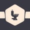 Grunge Toilet bowl icon isolated on grey background. Monochrome vintage drawing. Vector