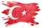 Grunge Turkey flag. Turkish flag with grunge texture. Brush stroke.