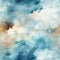 Grunge Vintage Cracked Watercolor Background of Whispy White Clouds AI Generated