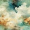 Grunge Vintage Cracked Watercolor Background of Whispy White Clouds AI Generated