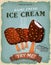 Grunge And Vintage Ice Cream On Wood Stick Poster