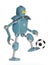 Grunge vintage robot play in soccer football. 3D rendering