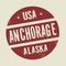 Grunge vintage round stamp with text Anchorage, Alaska