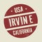 Grunge vintage round stamp with text Irvine, California