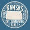 Grunge vintage round stamp with text Topeka, Kansas