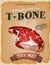 Grunge And Vintage T-Bone Steak Poster