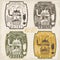 Grunge vintage vector labels of whiskey home alcohol machin