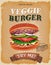 Grunge And Vintage Vegetarian Burger Poster