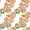 Grunge watercolor seamless pattern in retro style with steampunk elements