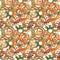 Grunge watercolor seamless pattern in retro style with steampunk elements