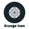 Grunge Wind rose icon  on white background. Compass icon for travel. Navigation design. Monochrome vintage drawing. Vector