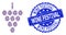 Grunge Wine Festival Round Seal Stamp and Recursion Grape Berry Icon Composition