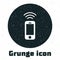 Grunge Wireless smartphone icon isolated on white background. Monochrome vintage drawing. Vector