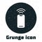 Grunge Wireless smartphone icon isolated on white background. Monochrome vintage drawing. Vector