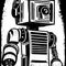 Grunge Woodcut Futuristic Robot Portrait