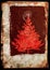 Grunge Xmass tree postcard - red