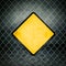 Grunge Yellow Warning Sign on Chainlink Fence of Industrial Ware