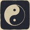 Grunge yin yang symbol background.