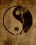 Grunge yin yang symbol background.