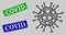 Grunged Covid Imprints and Crossed Coronavirus Web Mesh