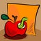 Grungy apple worm cartoon with sticky