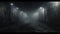 Grungy dark gray interior with mist. Mistery concept. Generative Ai