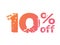 Grungy gradient pink to orange ten percent off special discount word