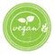 Grungy green round VEGAN label or stamp