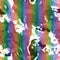 Grungy Mottled Tarnished Metal Foil Seamless Tile Textured Pattern in Rainbow Stripes