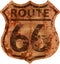 Grungy route 66 road sign,fictonal artwork