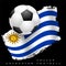 Grungy Uruguayan flag with soccer ball