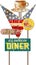 Grungy vintage diner sign, retro style, vector illustration