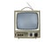 Grungy Vintage Portable Television Isolated with Turned Off Scre