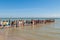 Grup of teenagers play along the beach