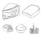 Gruyere, camembert, mascarpone, gorgonzola.Different types of cheese set collection icons in outline style vector symbol