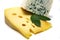 Gruyere cheese and roquefort isolated