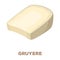 Gruyere.Different kinds of cheese single icon in cartoon style rater,bitmap symbol stock illustration web.