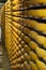 Gruyeres, Switzerland - July 27, 2019: Cheese wheels maturing in the cellar storage of the famous Swiss cheese factory