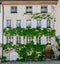 Gruyeres, VD / Switzerland - 31 May 2019: the historic medieval village of Gruyeres in western Switzerland with the village square