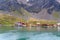 Grytviken shipwrecks and rusty of abandoned whaling station in South Georgia. Lost places with rusty tanks, old boats, Antarctica.