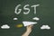 GST concept on green chalkboard