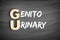 GU - Genitourinary acronym, medical concept on blackboard