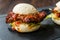 Gua Bao Burger with Crispy Chicken and Red Hot Chili Relish Sauce Buns