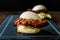 Gua Bao Burger with Crispy Chicken and Red Hot Chili Relish Sauce Buns