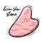 Gua sha massage scraper, rose pink jade stone tool for face yoga, facial massaging, traditional asian acupuncture point